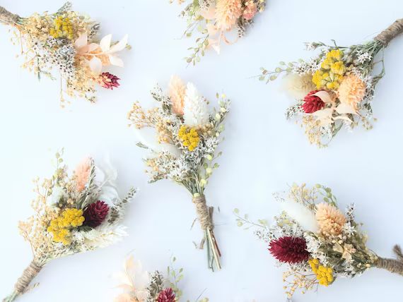 Assorted Dry Flowers Boutonniere / Rustic Dried flowers boutonniere / Natural Floral arrangement ... | Etsy (US)