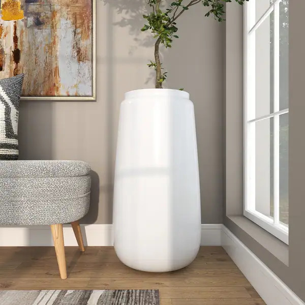 White Resin Tall Floor Vase - 16"W, 30"H | Bed Bath & Beyond