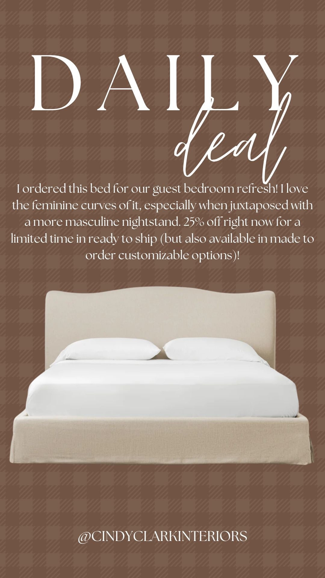 I ordered this bed for our guest bedroom refresh! I love the feminine curves of it, especially when juxtaposed with a more masculine nightstand. 25% off right now for a limited time in ready to ship (but also available in made to order customizable options)!

#LTKHome #LTKSaleAlert