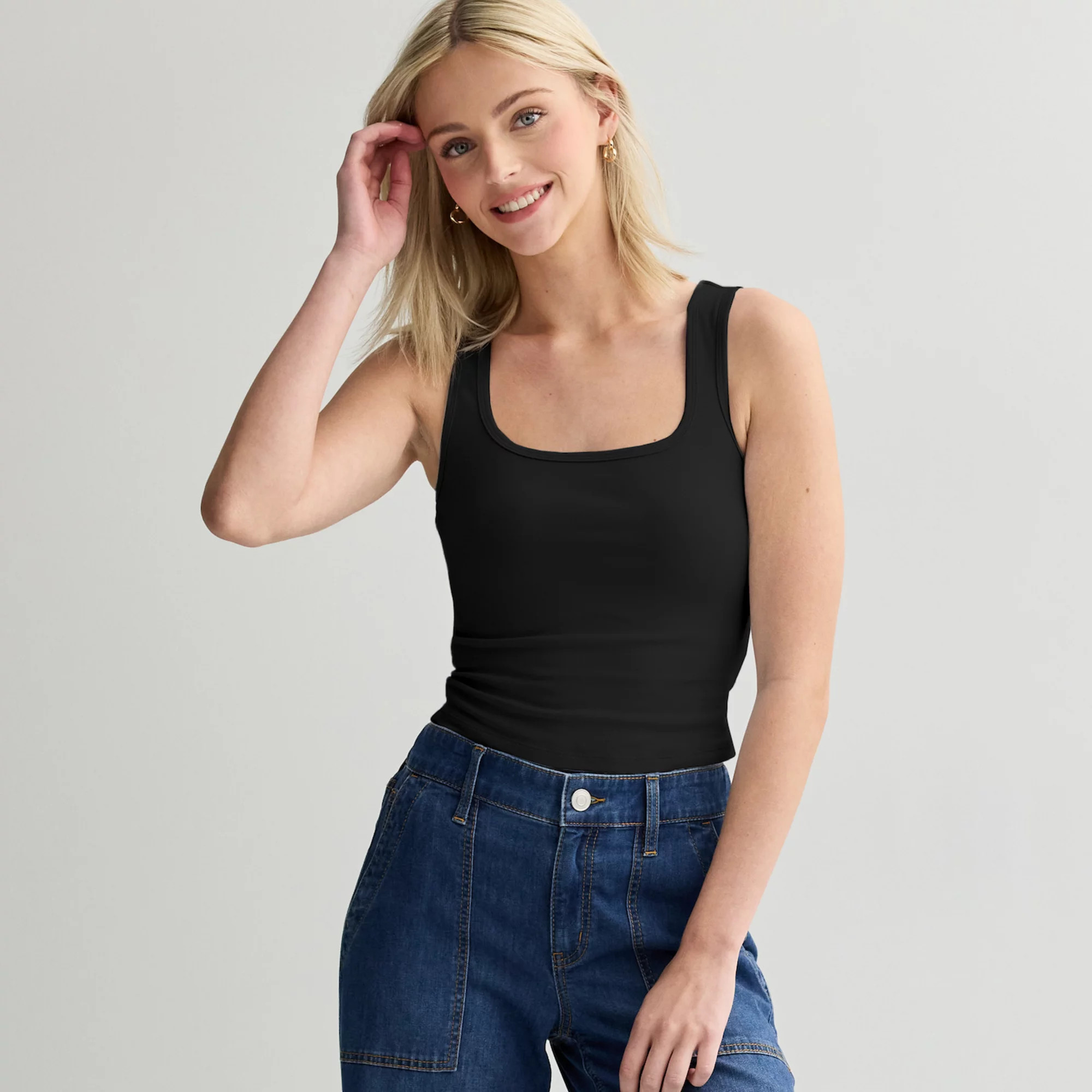 Juniors' SO\u00ae Square Neck Cropped Tank Top | Kohl's