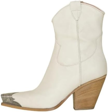 keleimusi Women's Western Cowgirl Ankle Boots Stacked Block Heel Cowboy Booties Steel Toe Heeled ... | Amazon (US)