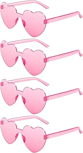 JDHXBMW 4Pairs Heart Sunglasses for Women Colored Heart Shaped Sunglasses Rimless Fun Heart Glass... | Amazon (US)