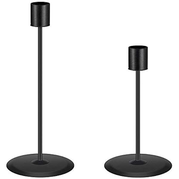 Black Metal Candlesticks for Taper Candles Table Romantic for Wedding Birthday Dinner Home Bar Decor | Amazon (US)