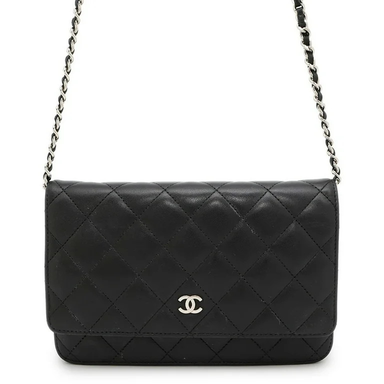 Pre-Owned Chanel Chain Wallet Classic Matelasse Coco Mark Lambskin AP0250 CHANEL Black (Good) | Walmart (US)