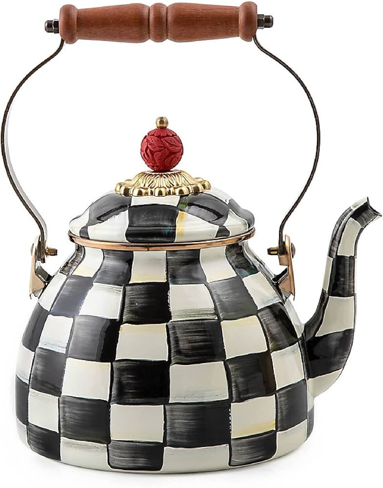 MacKenzie-Childs Courtly Check Enamel Tea Kettle, Decorative Tea Kettle, 2-Quart Capacity | Amazon (US)