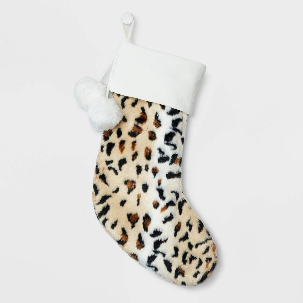 Leopard Print with White Cuff Christmas Stocking - Wondershop | Target