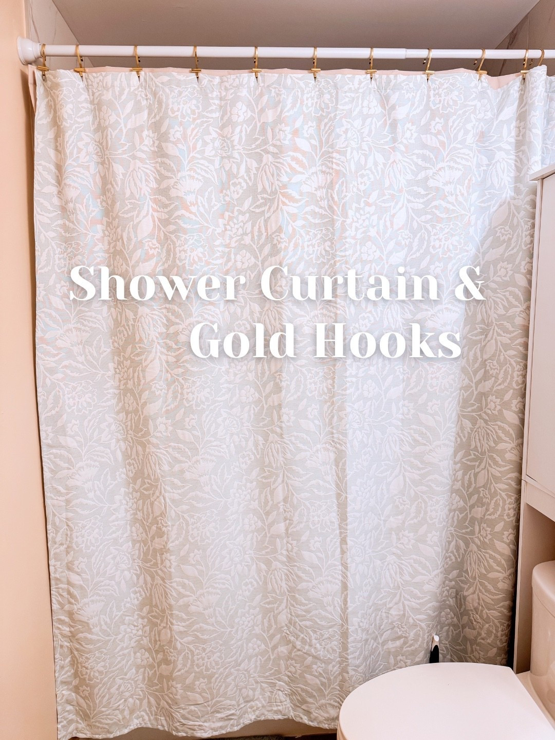 Green shower curtain and gold hooks that are affordable and cute!

#LTKdayinmylife #LTKmomlife #LTKHome