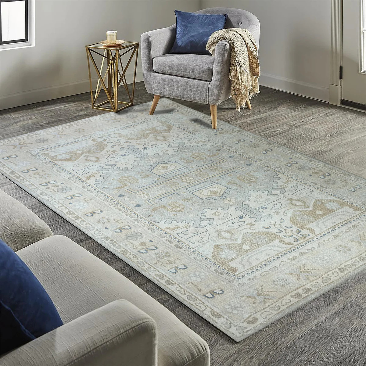 Atiya Neutral Earth Beige Vintage Turkish Rug | Fame Rugs