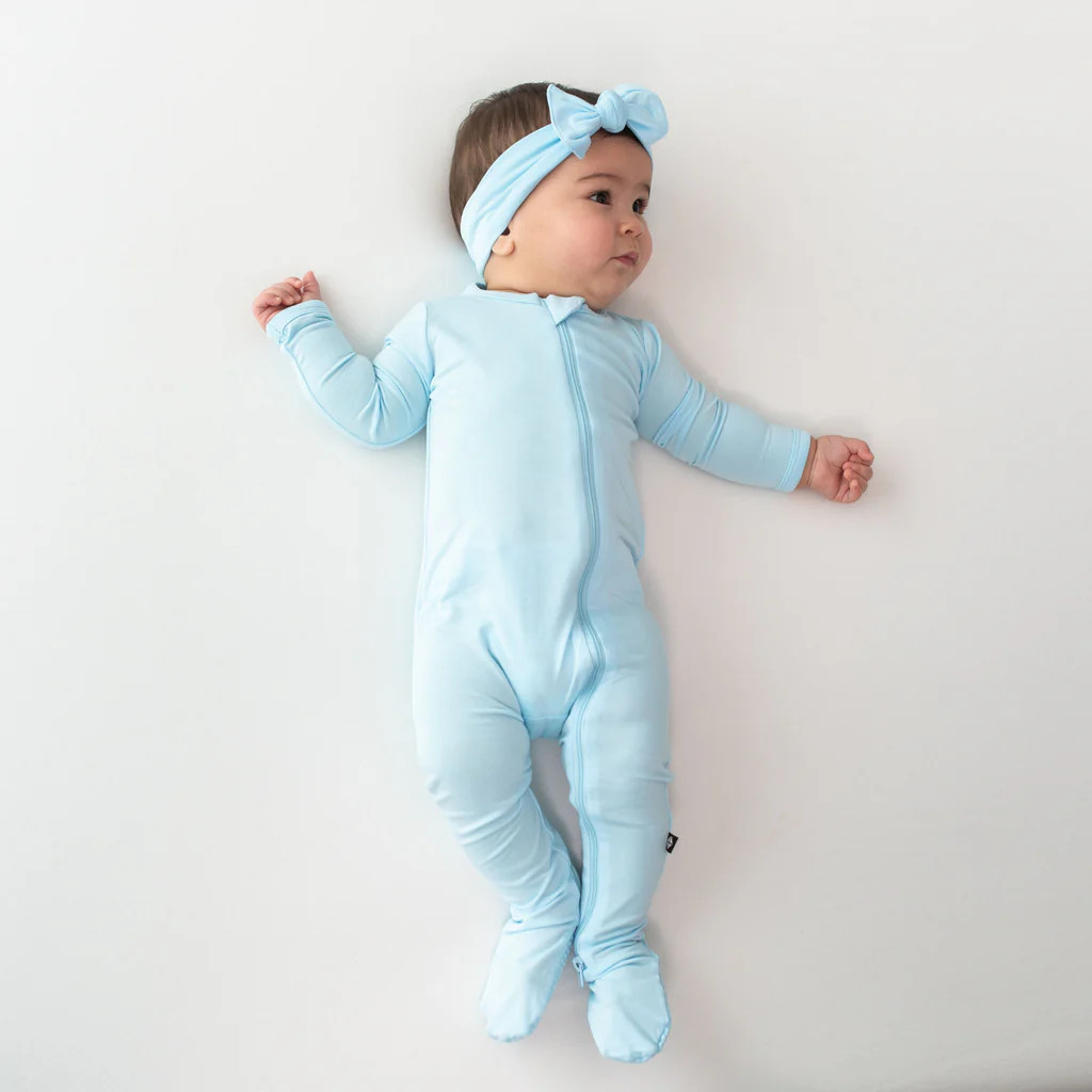 Zippered Footie in Powder | Kyte Baby