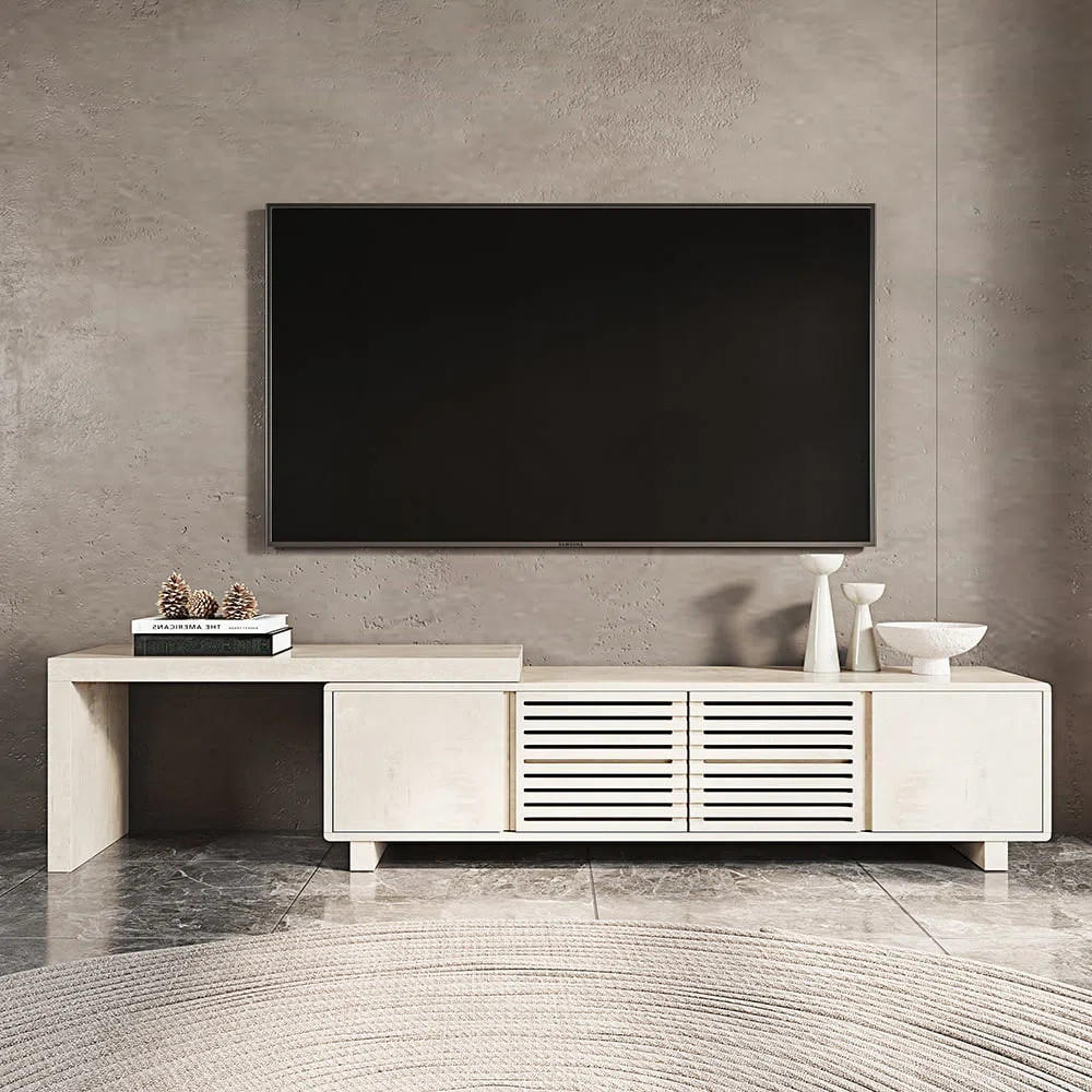 Japandi Retracted & Extendable Tv Stand With 4 Shelves Up To 85" | Wayfair North America