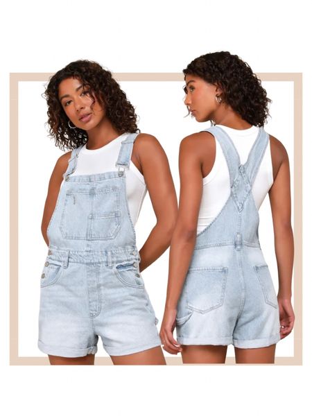 Light wash short denim overalls 

#LTKstyletip #LTKfindsunder100 #LTKfindsunder50