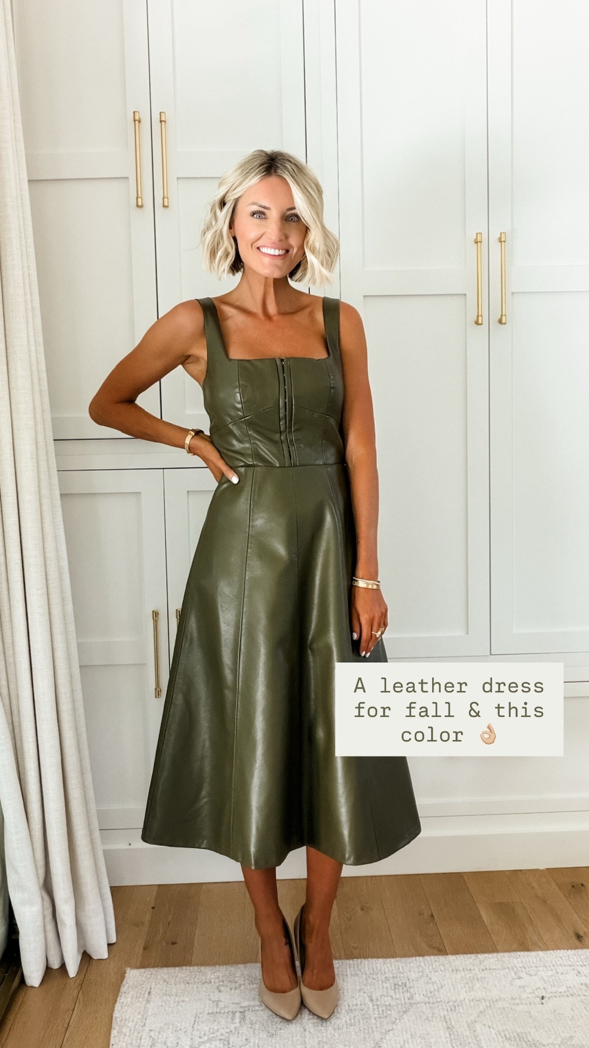 Love this leather dress for fall! It’s finally on sale for NSALE public access 👏🏼 

Loverly Grey, Fall dress, NSALE find