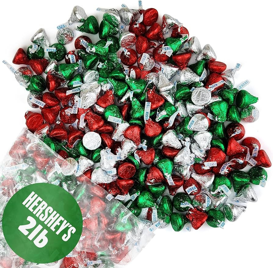 Kisses Christmas (2lb) Hersheys Kisses 2lb Milk Christmas Chocolate Candy – Bite-Size Bulk Cand... | Amazon (US)