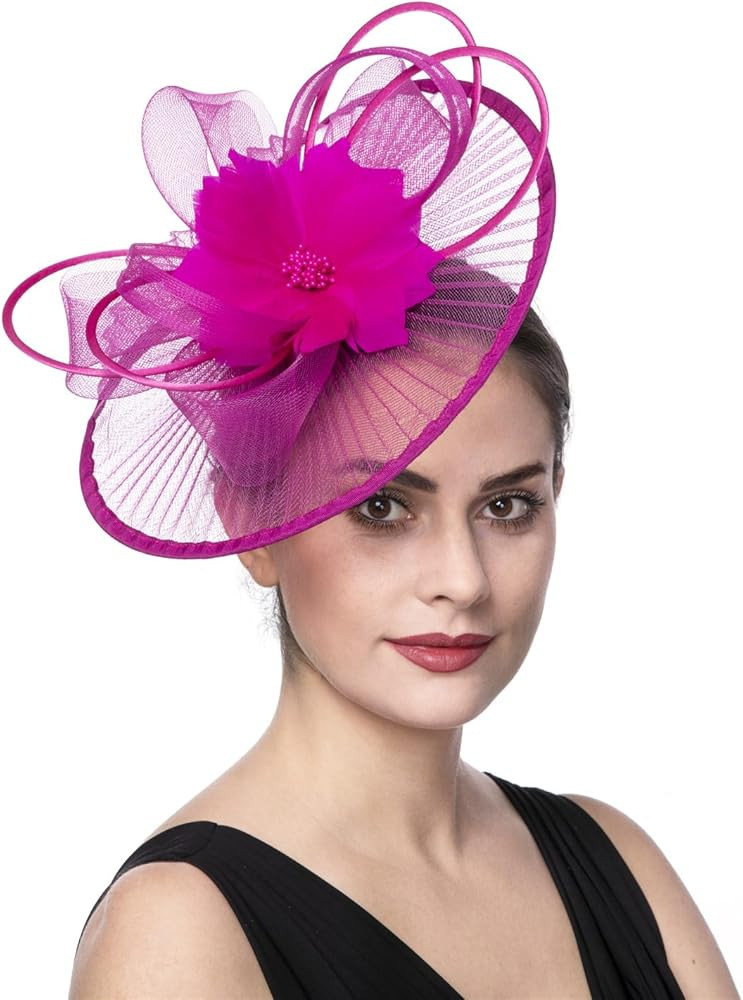 SAFERIN Women's Fascinators Feathers Tea Party Hat Veil Headband with Hair Clip for Cocktail Chur... | Amazon (US)