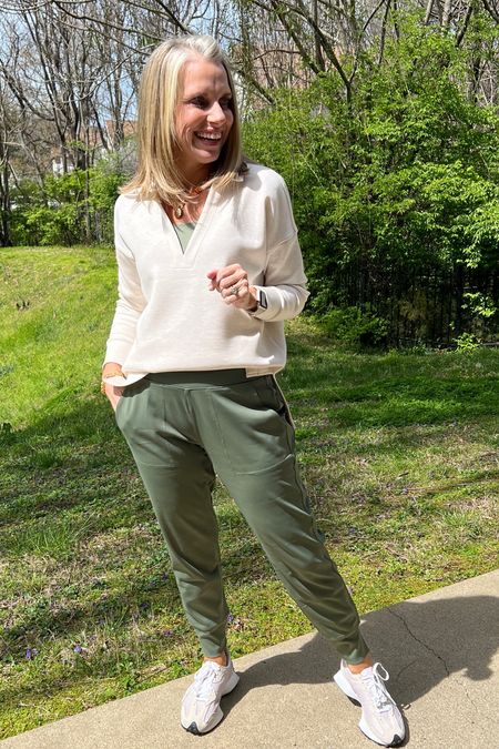 Waiting on spring…this is my uniform. Cute and cozy 
Great for errands and travel 
Use LISAXSPANX on this polo. You will LOVE it 

These joggers are SO GOOD I have 3 colors! Wearing smalls in everything  

#LTKfindsunder100 #LTKover40 #LTKstyletip