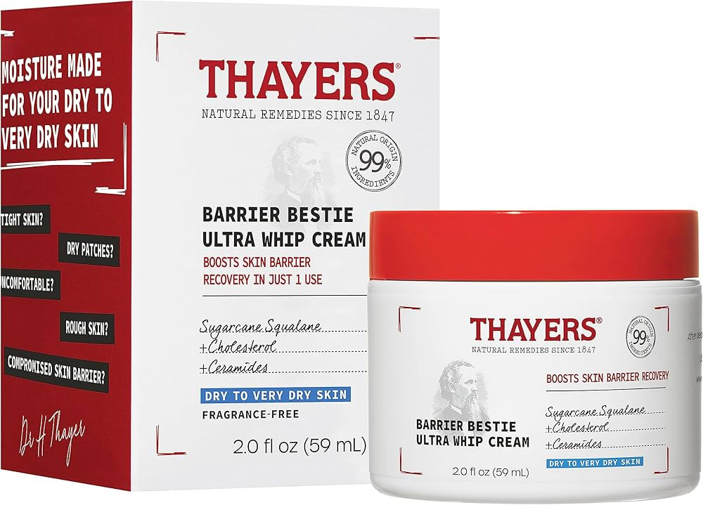 THAYERS Barrier Bestie Ultra Whip Face Cream, Moisturizer with Sugarcane Squalane and Ceramides, ... | Amazon (US)