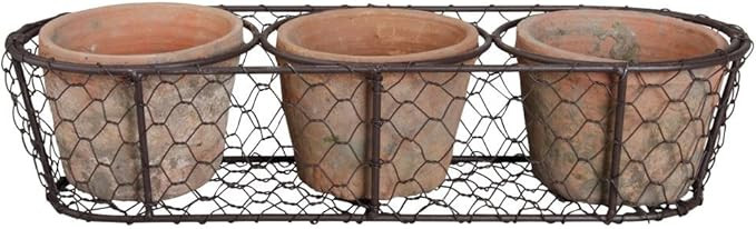 Esschert Design AT11 Aged Terracotta 3 Flowerpots in Metal Basket | Amazon (US)