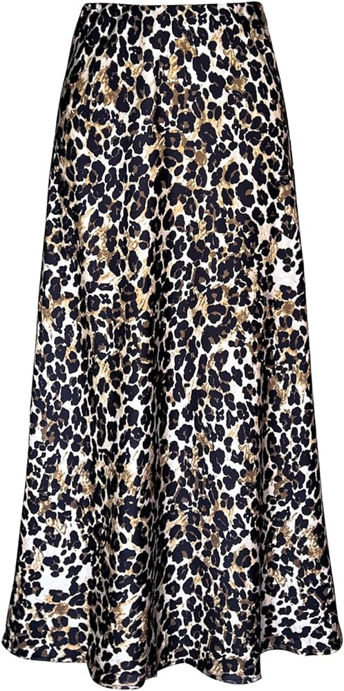 Women's Satin High Waisted Maxi Skirts Hidden Elasticized Waistband A Line Long Skirt | Amazon (US)