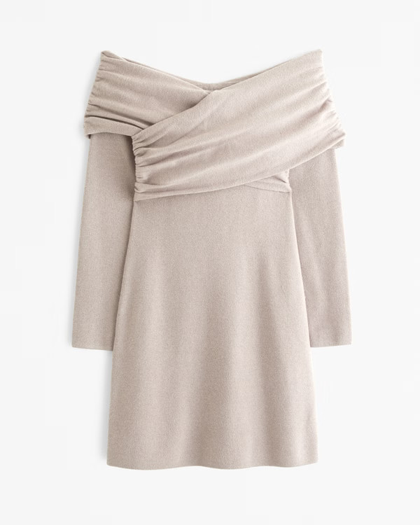 Women's Off-The-Shoulder Mini Sweater Dress | Women's New Arrivals | Abercrombie.com | Abercrombie & Fitch (US)