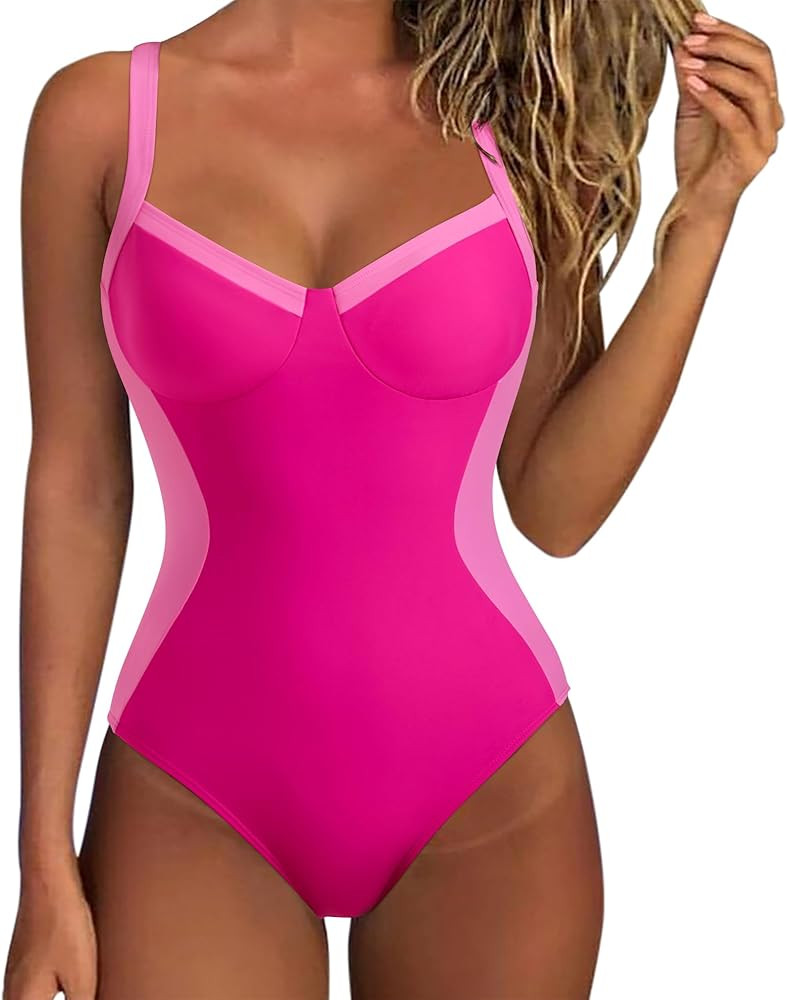 SUUKSESS Womens Tummy Control One Piece Swimsuit Sexy Crisscross Back Bathing Suit | Amazon (US)