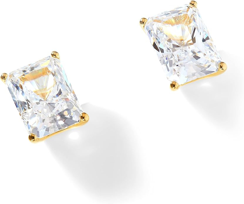 Nadri Stud Earrings for Women - Stud Earrings, Large Emerald Cubic Zirconia Earrings, Exquisite E... | Amazon (US)