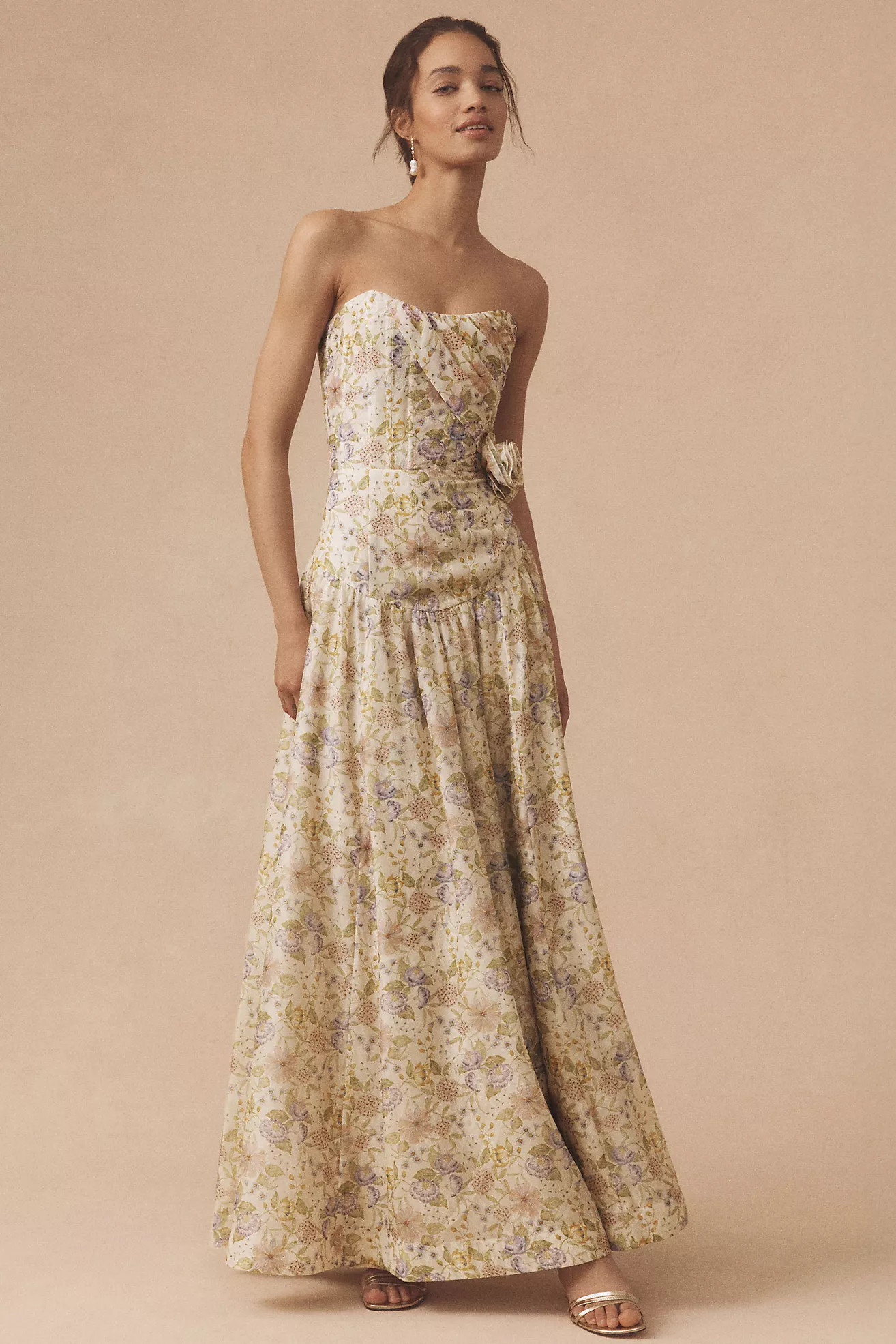 V. Chapman Rosamund Organza Strapless Sweetheart Corset Drop-Waist Maxi Gown | Anthropologie (US)