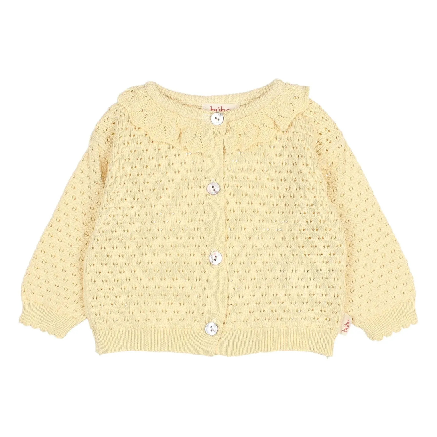 Cardigan Pointelle Boho Coton Bio | Yellow | Smallable