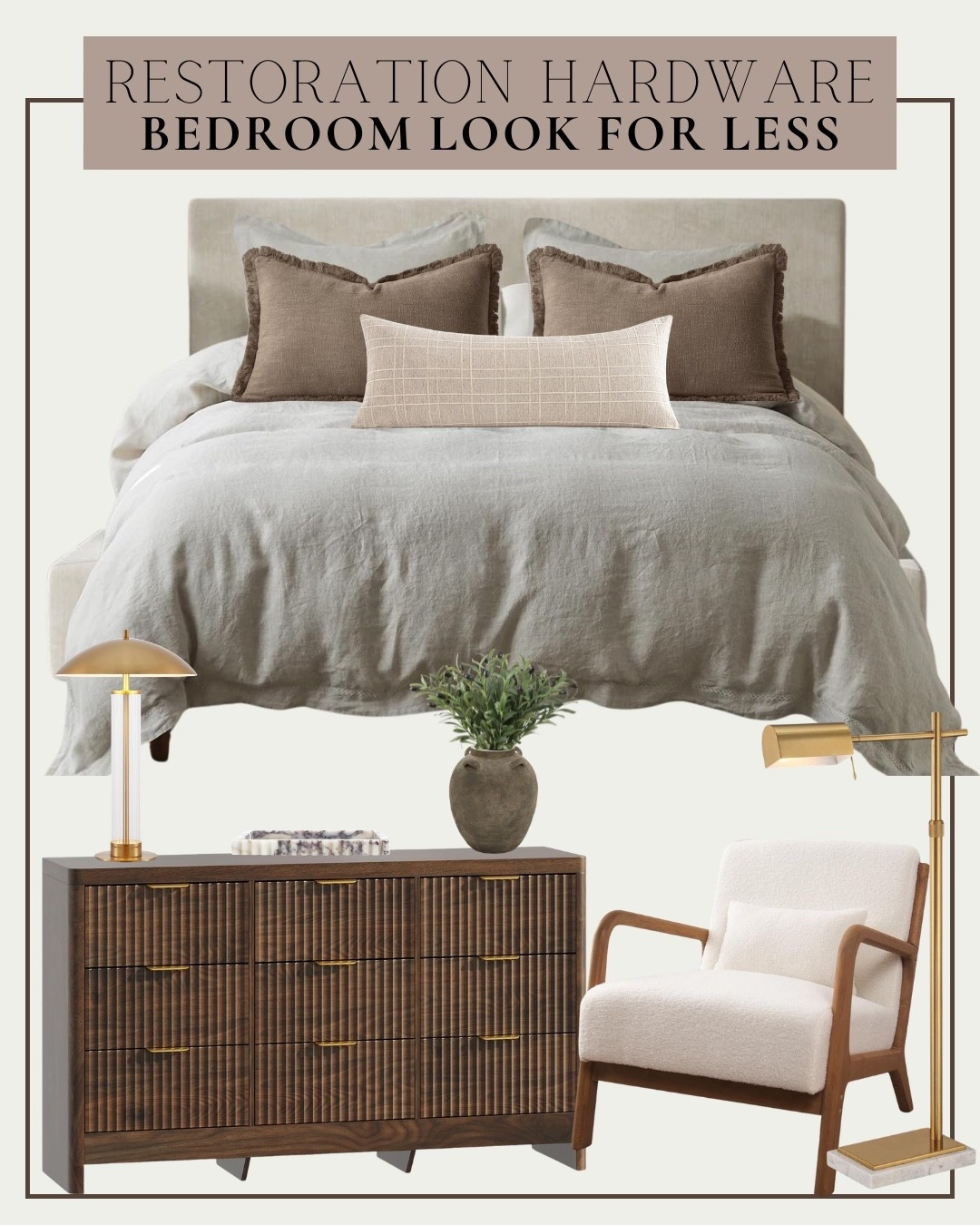 Restoration Hardware bedroom look for less that gets you the same feel for a lower cost!￼

#LTKHome #LTKSaleAlert