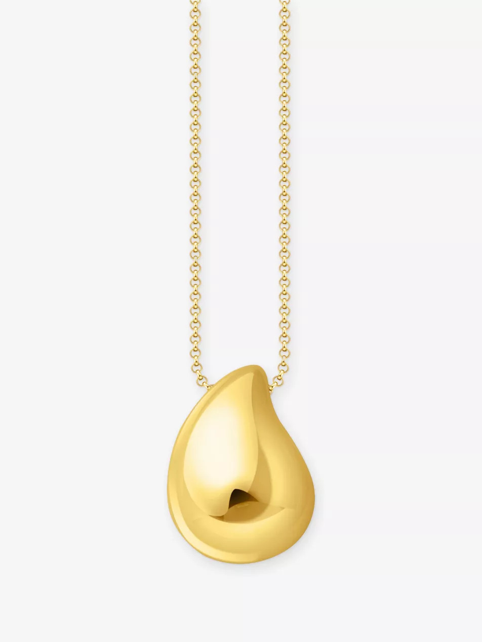 Organic Drop-Shape 18ct Yellow-Gold Plated 925 Sterling Silver Pendant Necklace | Selfridges