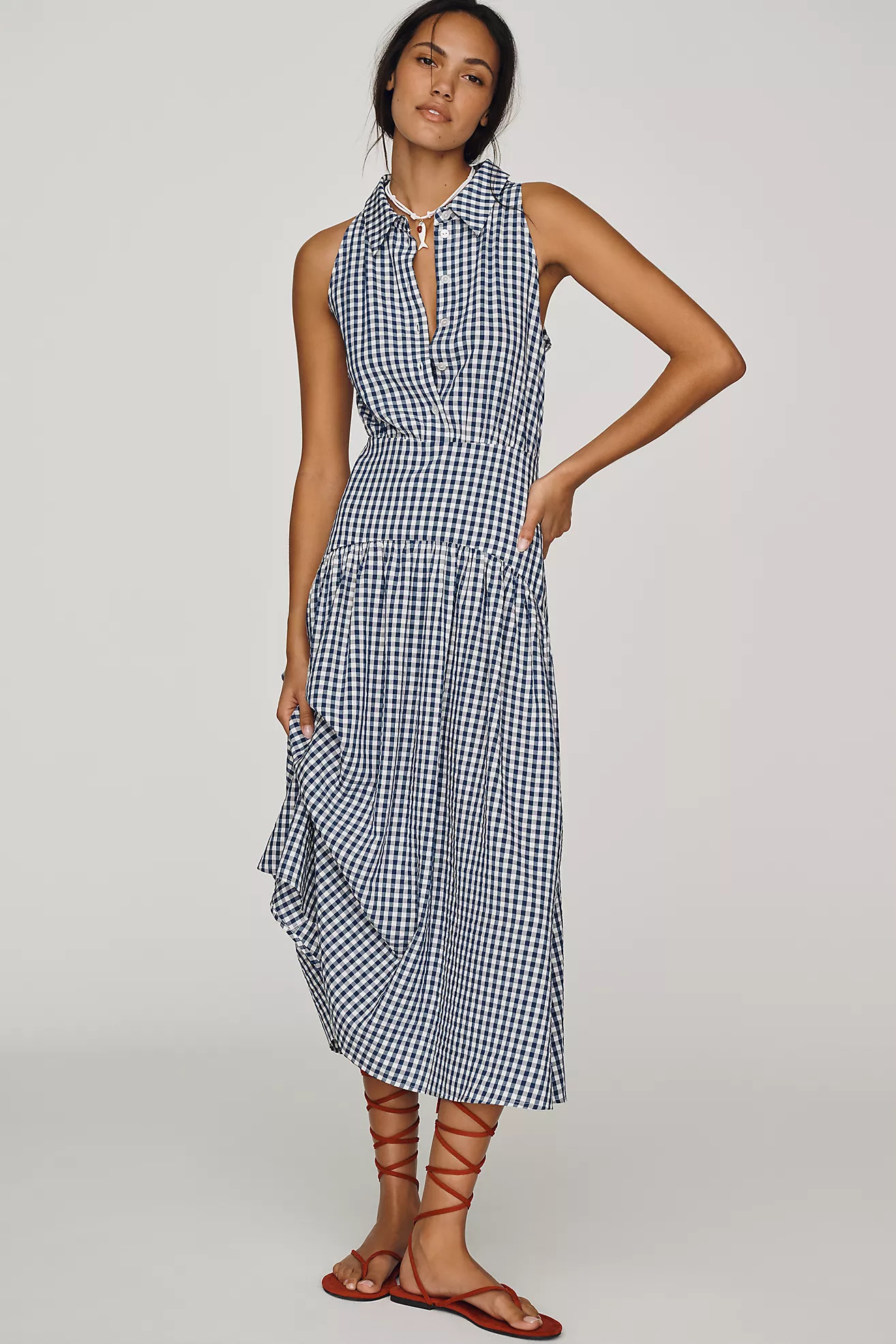 Tobie Drop-Waist Midi Shirt Dress by Exquise | Anthropologie (US)