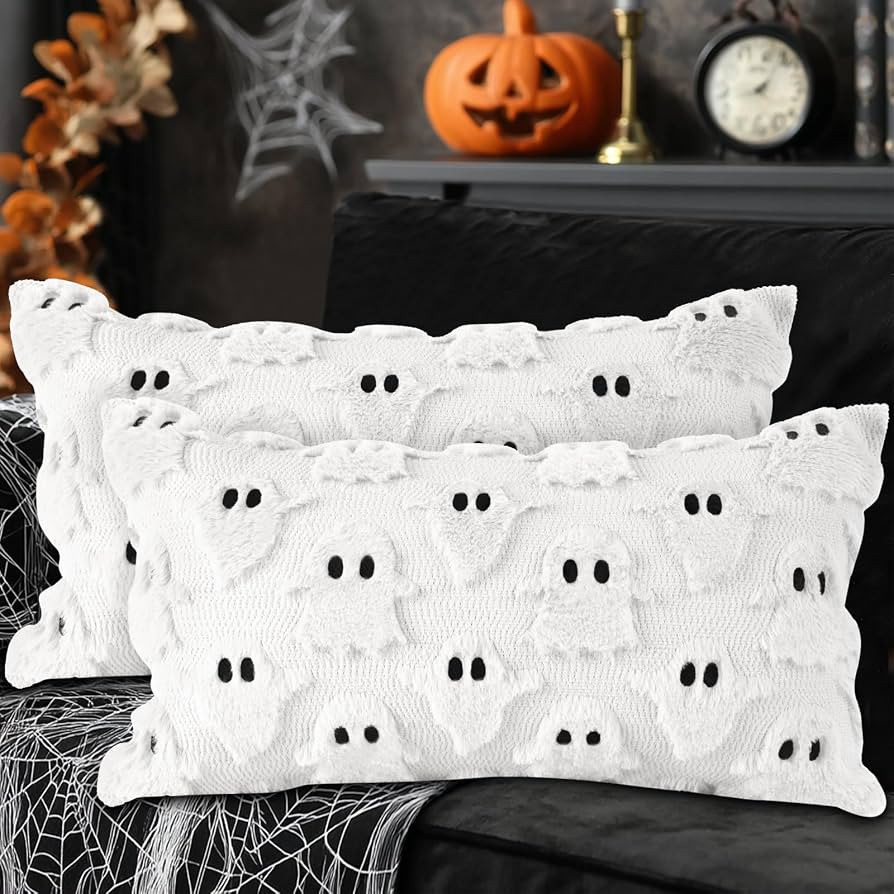 Lanpn Halloween Pillow Covers 12x20 Set of 2, Lumbar Throw Pillowcases Ghost Throw Pillow Covers ... | Amazon (US)