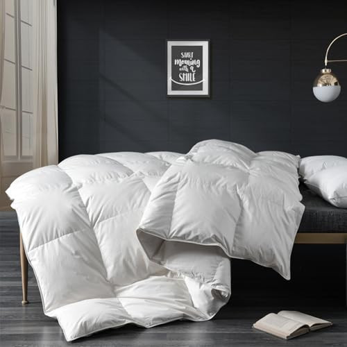 APSMILE Lightweight Feather Down Comforter Oversized King Size - Thicker Warmest Duvet Insert for Hoter Weather/Sleepers (120x98, Ivory White) | Amazon (US)