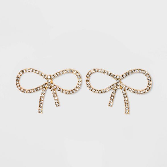 SUGARFIX by BaubleBar Crystal Bow Earrings - Clear/Gold | Target