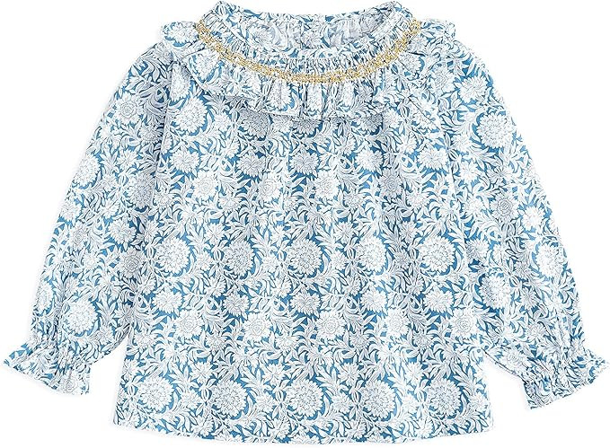 Curipeer Long Sleeve Baby Girls Blouse for Spring Casual Toddle Girl Cotton Outfits White 4-5 T | Amazon (US)