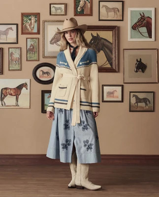 The Western Riding Cardigan Sweater. -- Robin Blue | THE GREAT.