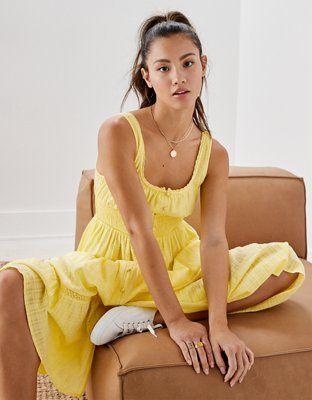 AE Tiered Midi Dress | American Eagle Outfitters (US & CA)