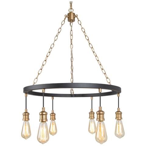 Altris 24.8" Wide Black And Gold 6-Light Wagon Wheel Chandelier - #828P8 | Lamps Plus | Lamps Plus