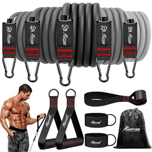 HPYGN Workout Bands, Resistance Bands with Handles, 200lbs Heavy Exercise Bands for Working Out, Tension Bands with Door Anchor, Ankle Straps, for Fitness, Resistance Training, Yoga, Physical Therapy | Amazon (US)
