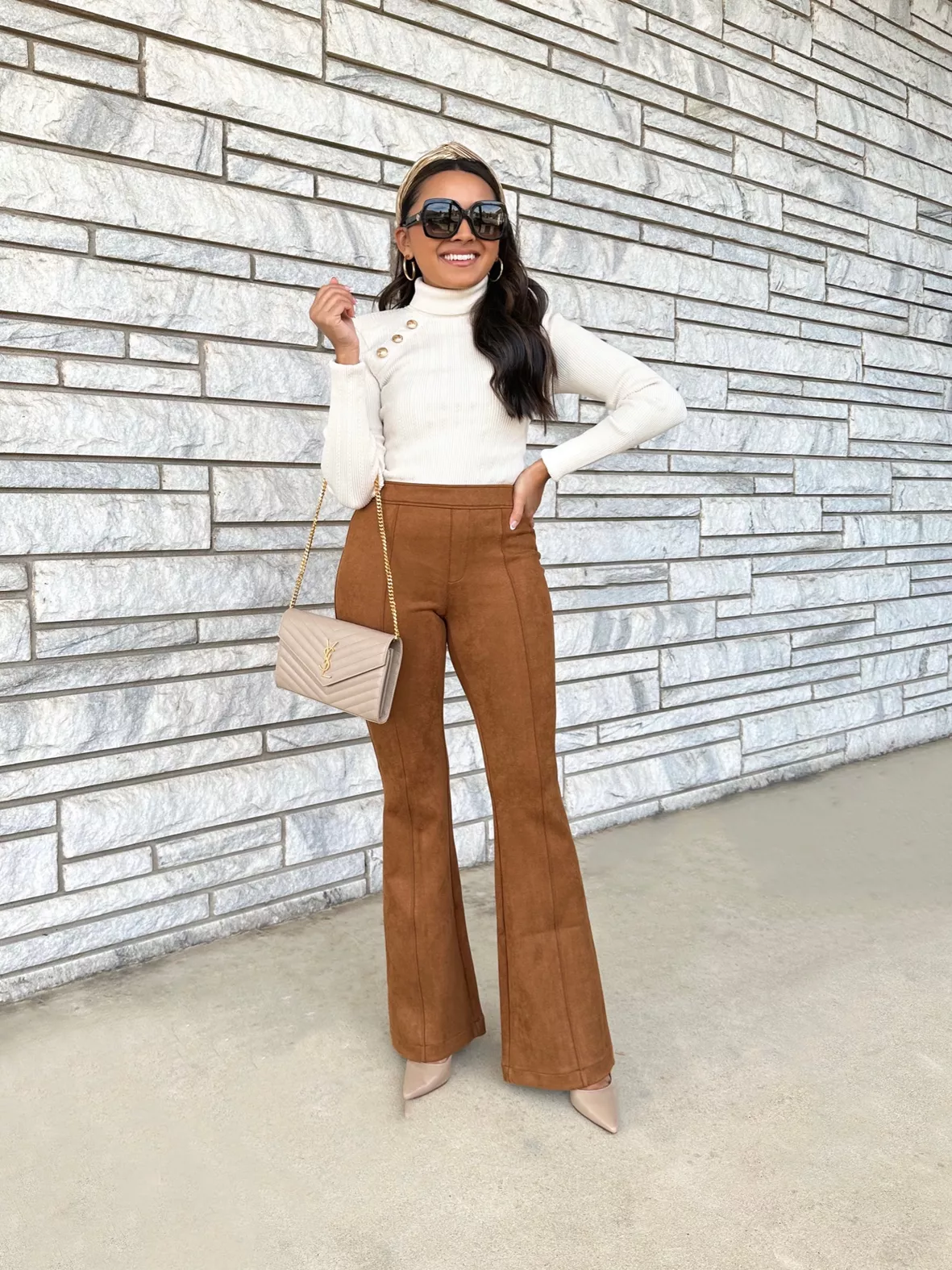 Faux Suede Flare Pants – The Shoe and Scarf
