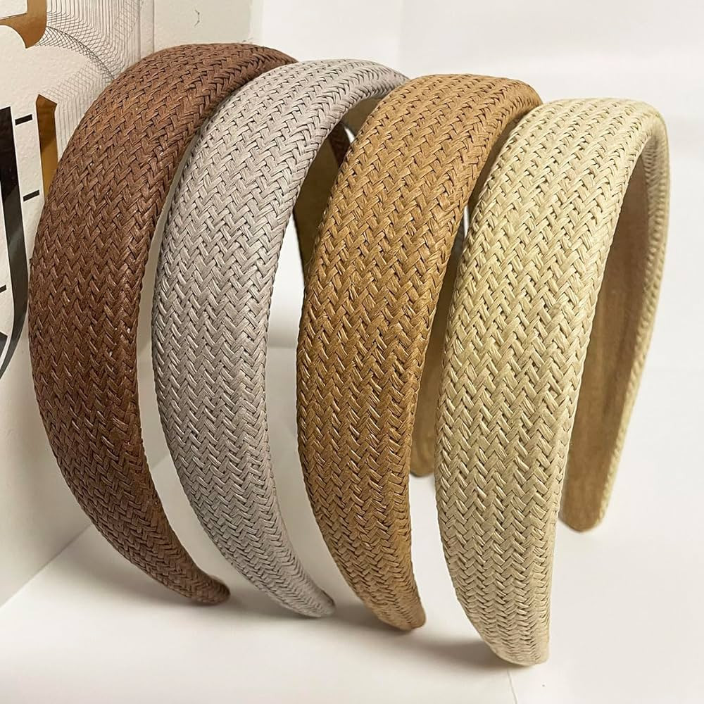 Springtime 4PCS Straw Headbands for Women Girls Boho Woven Padded Hairbands Wide Raffia Braided H... | Amazon (US)