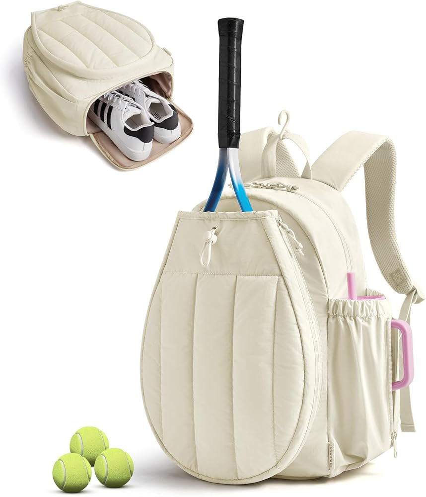 BAGSMART Tennis Gym Bag for Women, Tennis Backpack Holds 2 Rackets with Shoe Compartment, 15.6" L... | Amazon (US)