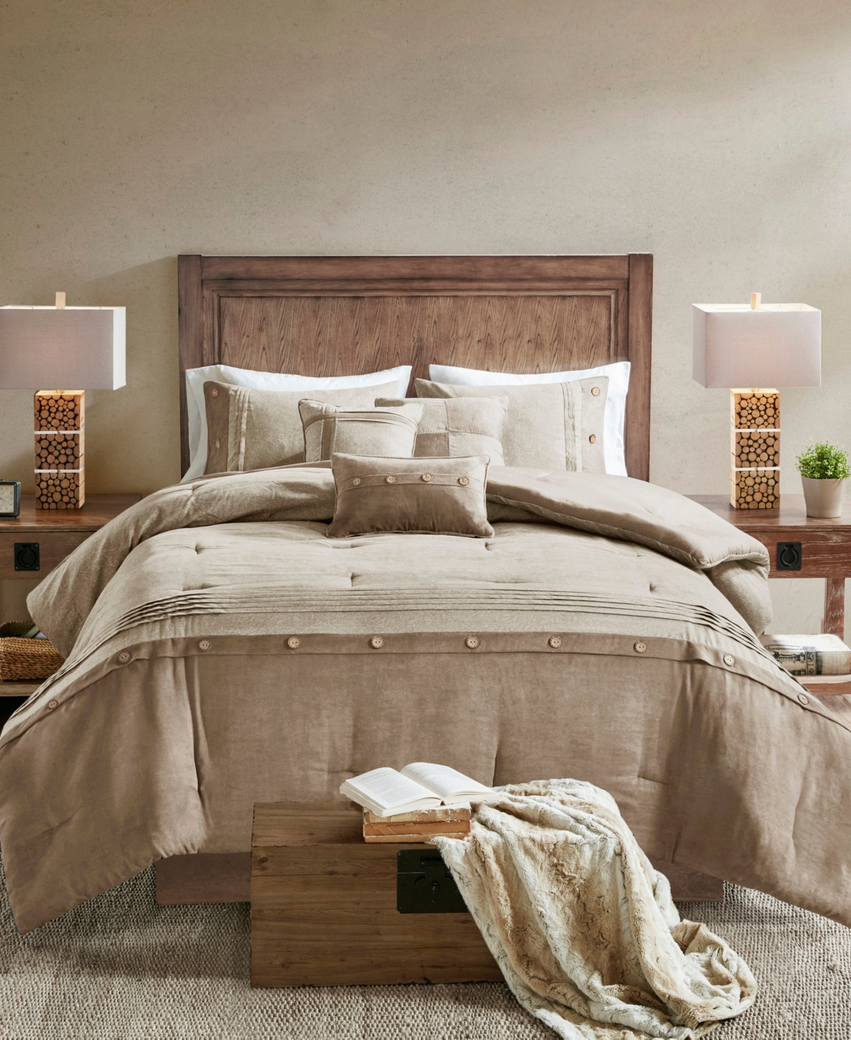Madison Park Boone Microsuede 7-Pc. Comforter Set, King - Tan | Macy's
