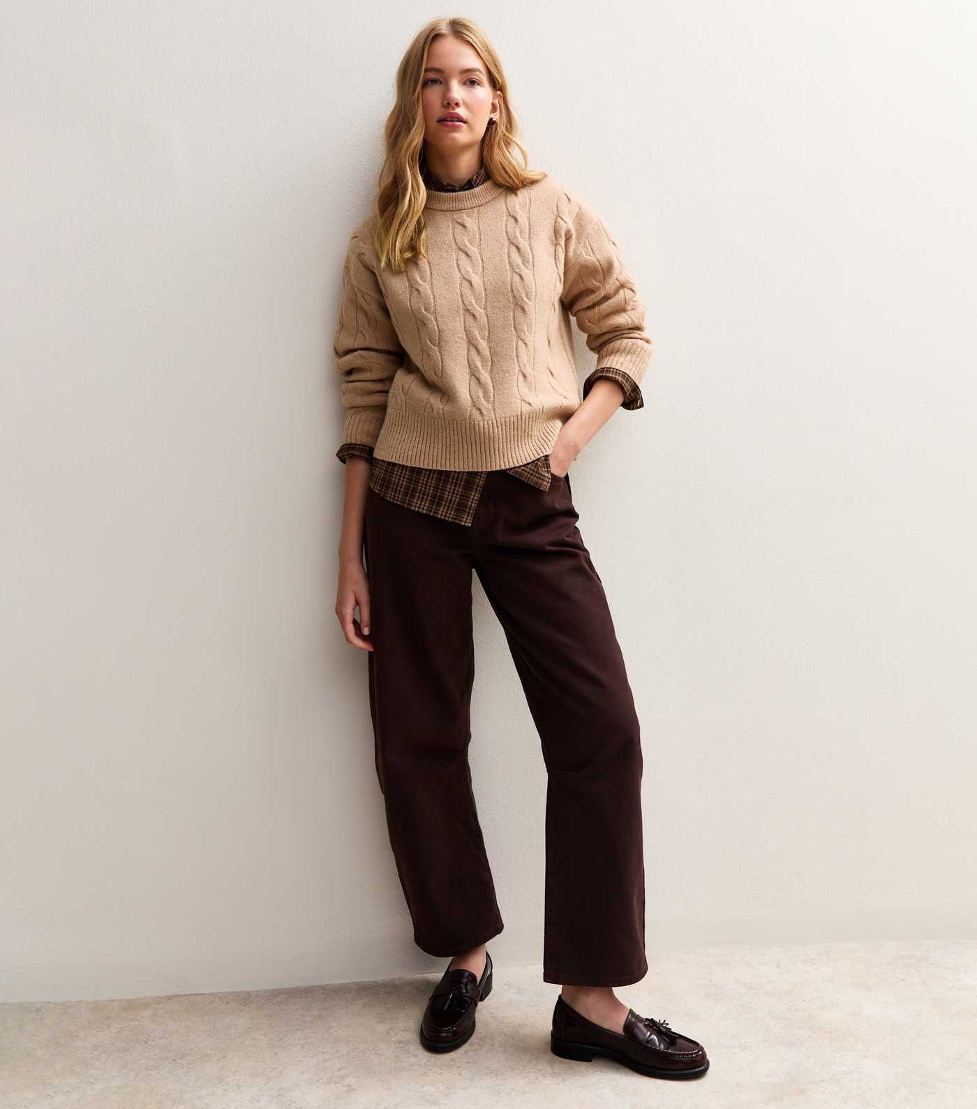 Camel Cable Knit Crew Neck Jumper | New Look | New Look (UK)