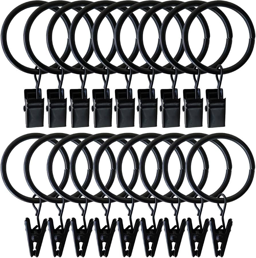 18 Pack Rings Curtain Clips with Rings Rustproof Drapery Rings on Rod Strong Metal Decorative Dra... | Amazon (US)