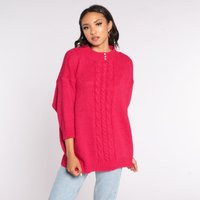 Hot Pink Cable Knit Sweater 80S Slouchy Boho Pullover Cableknit 1980S Jumper Acrylic Cozy Vintage Pearl Button Extra Large Xl 2Xl Xxl | Etsy (US)