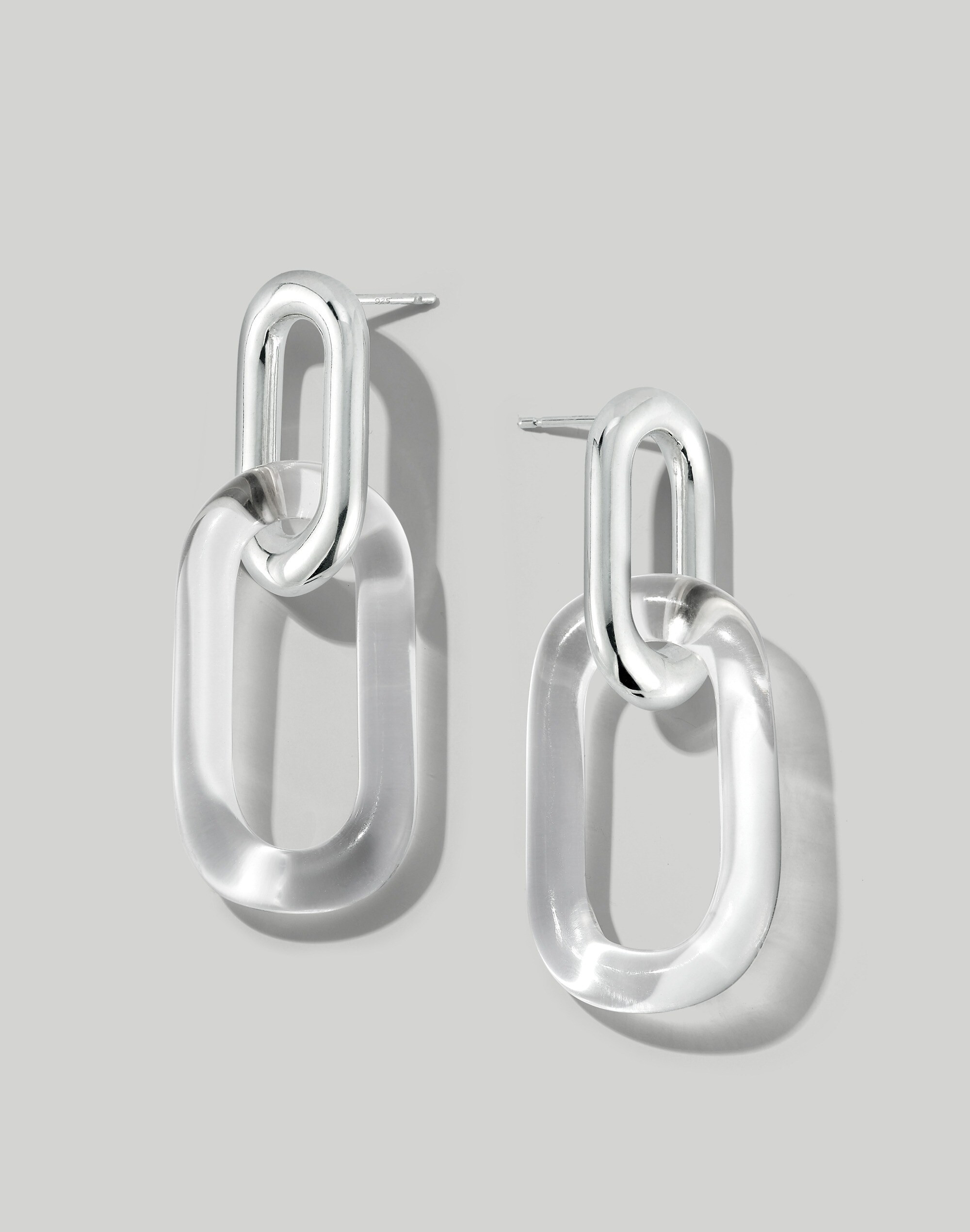 Jane D'Arensbourg Oval Chain Silver and Glass Stud Earrings | Madewell