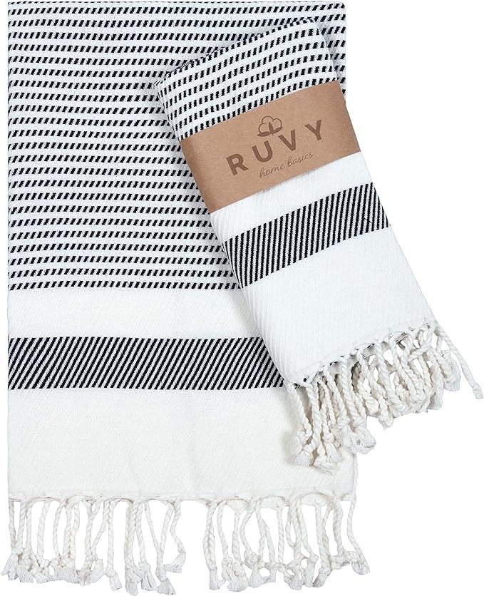 Ruvy Home Basics Turkish Hand Towels for Bathroom Set of 2 | 18"x40", Cotton | Bathroom Hand Towe... | Amazon (US)