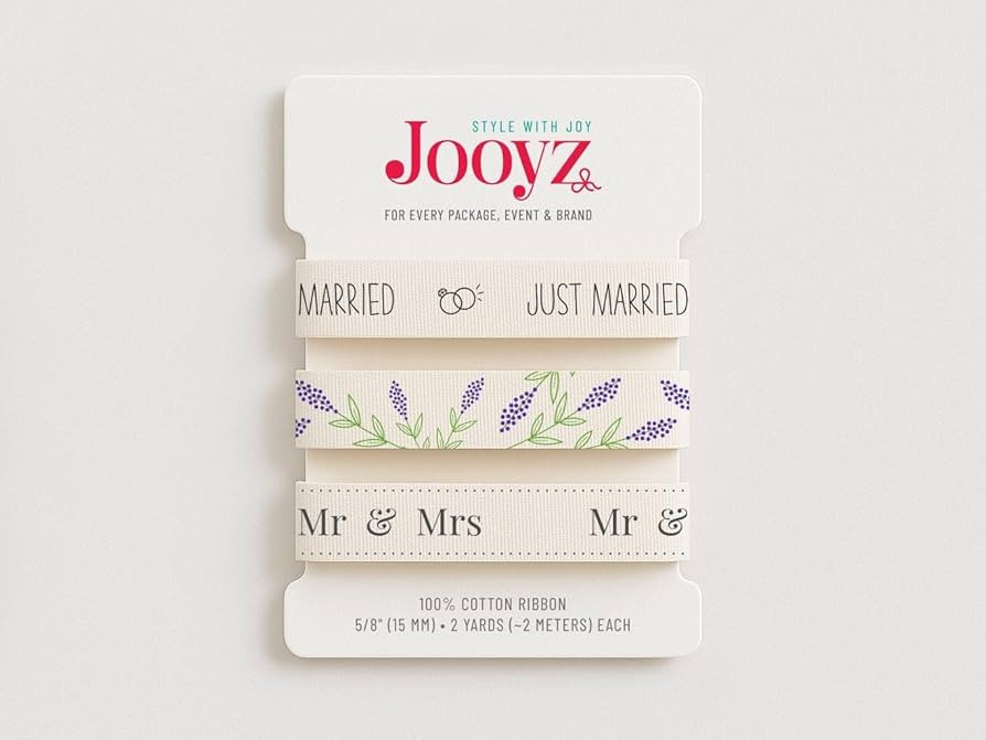 Wedding Ribbon Set | 3 Pack 5/8" (15mm) Cotton – Just Married, Mr & Mrs, Lavender – Bridal Sh... | Amazon (US)