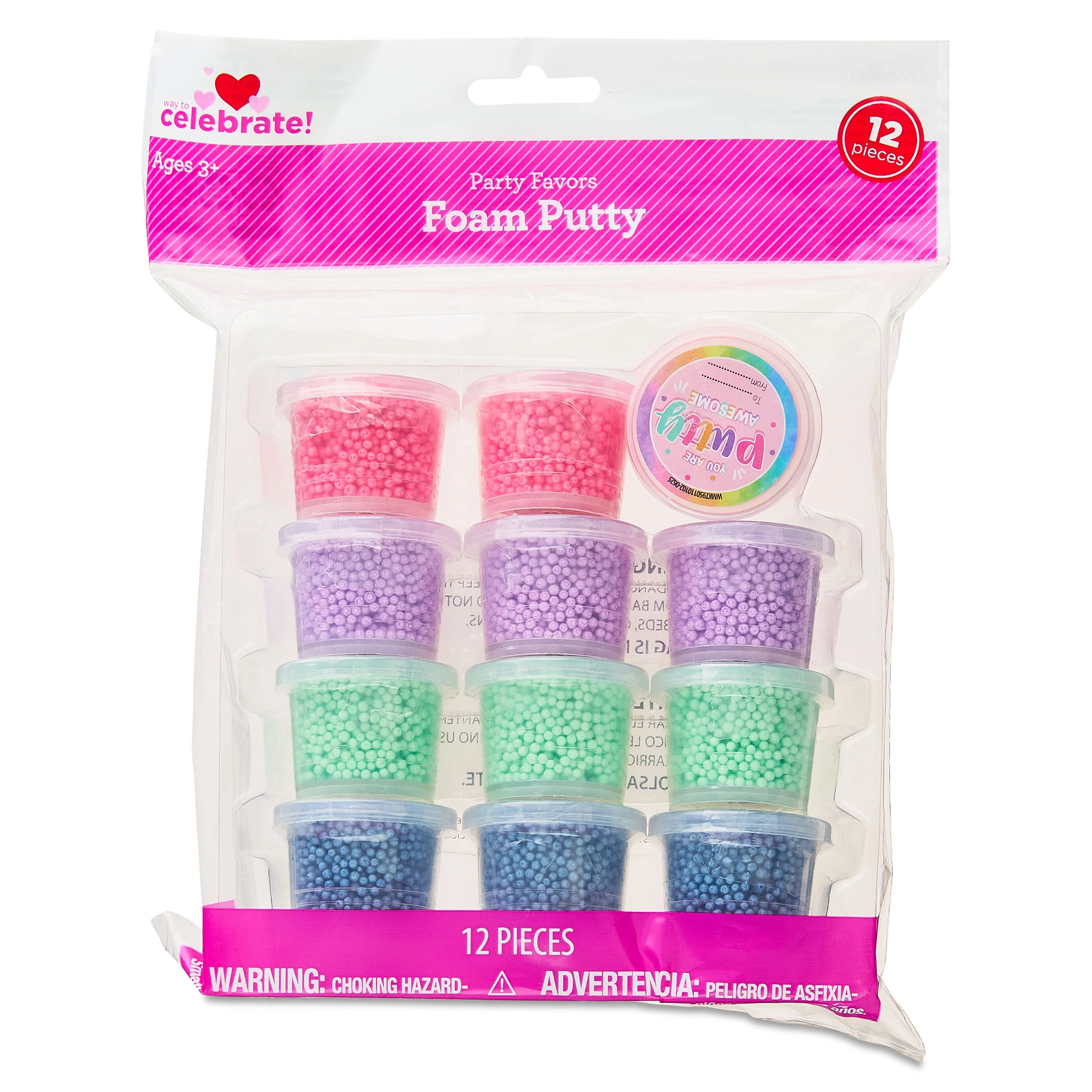 Foam Putty Party Favors, Multicolor, 12 Count, Valentine's Day by Way To Celebrate | Walmart (US)