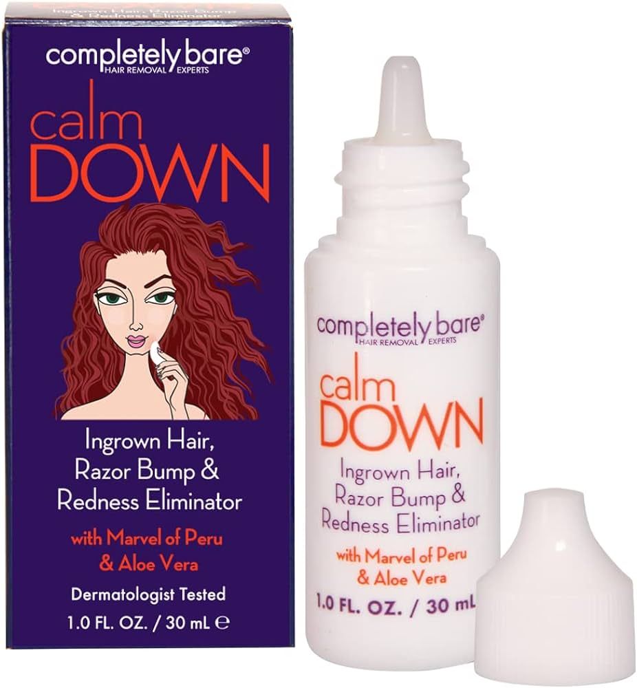 completely bare calm DOWN Ingrown Hair, Razor Bump & Redness Eliminator - Exfoliating AHAs & BHAs | Amazon (US)